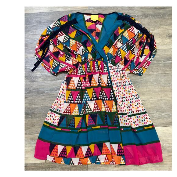 Maeve Anthropologie Dresses & Skirts - Maeve Anthropologie Dress 8 Colorful Puff Sleeve Boho Festival Art